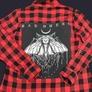 Red and Black Bad Omens Upcycled Flannel